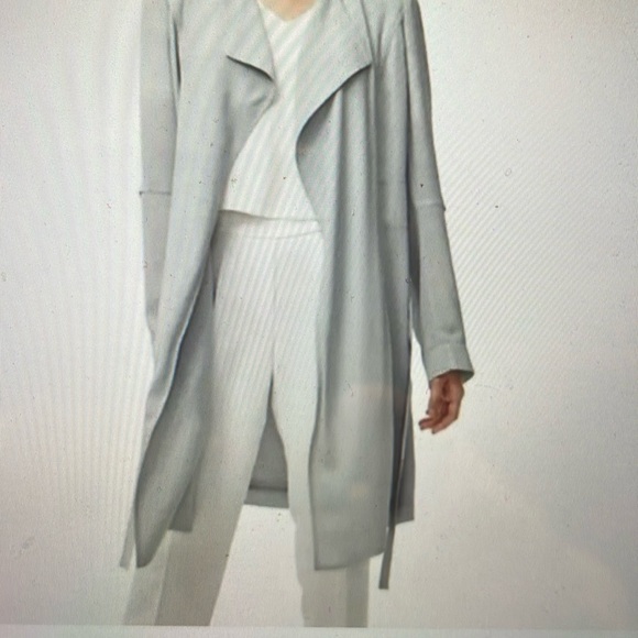 Babaton Jackets & Blazers - Aritzia Babaton sz L Maximo?? Light blue grey trench coat open belt casual luxe